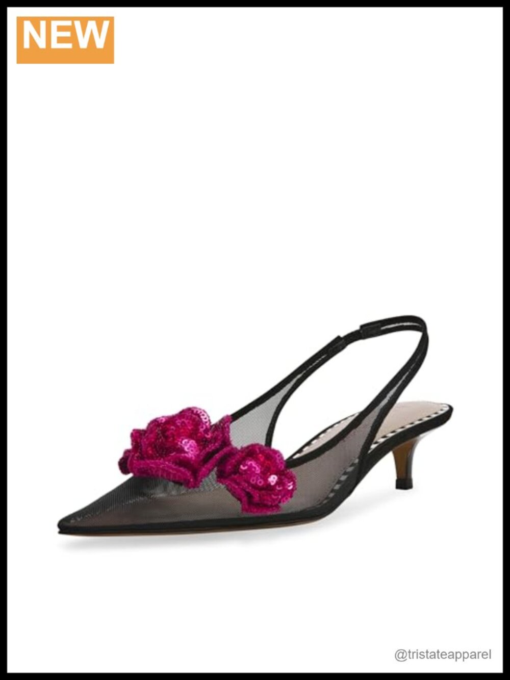Betsey Johnson Kitten Heel Slingback Pointed Toe Pump with Floral Detail
